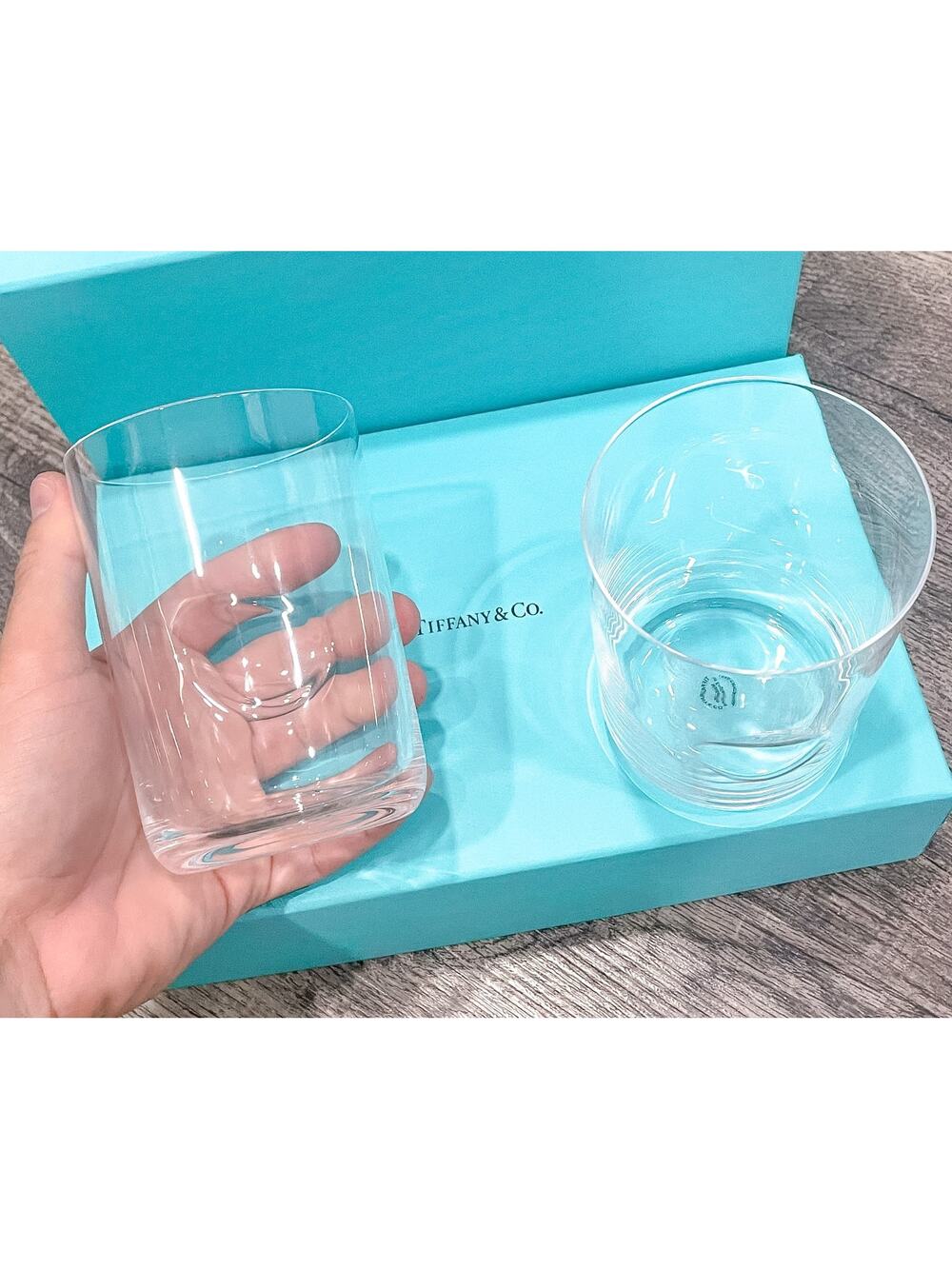 Tiffany & Co. Elsa Peretti Thumbprint Glasses Set of 2 Lead Crystal w/ Box
